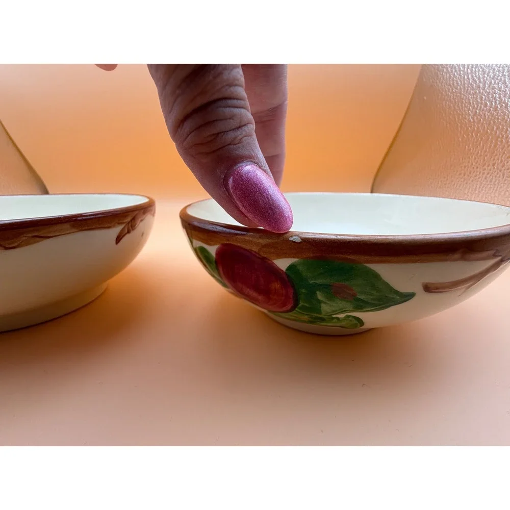 Franciscan Apple Earthenware Cereal Soup Bowls Set of 2 Vintage Made in USA 1960